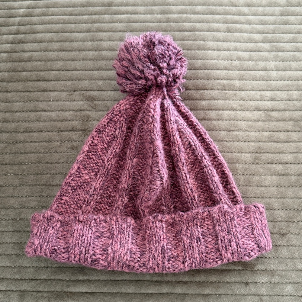 Woolrich Rose Pink Heather Knit Pom Hat